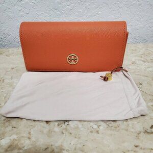 Tory Burch Eyeglass Soft Case Orange Gold w/Dust Cover